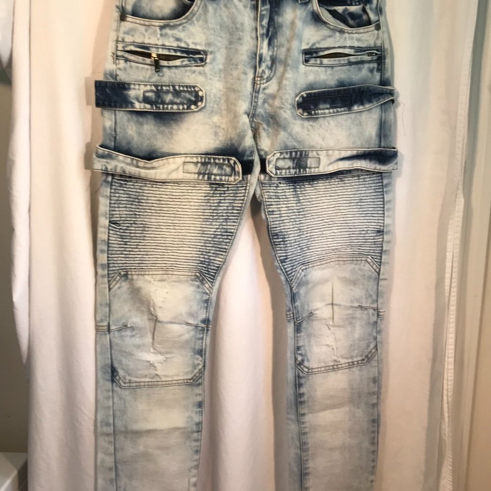 Blue Cult Denim Distressed Fashion SZ 30   34 X 34 MEASURED